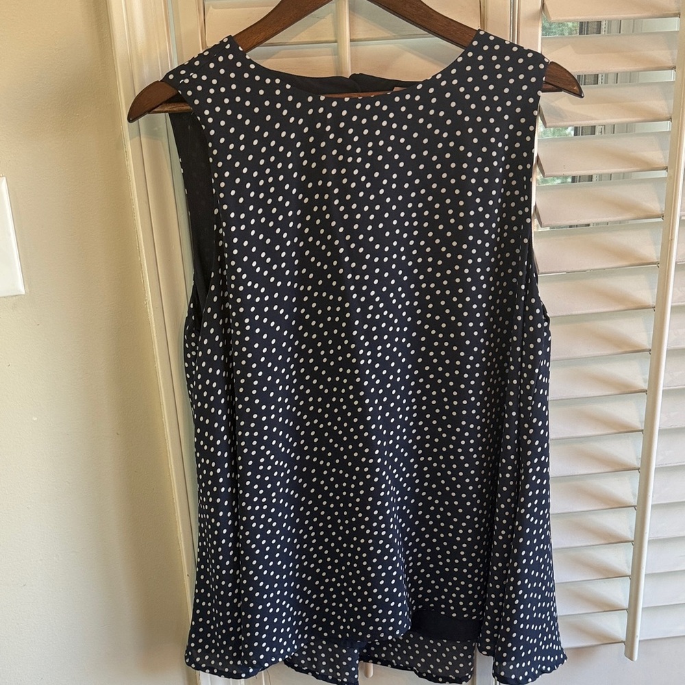 Philosophy Navy Polka Dot Sleeveless Top